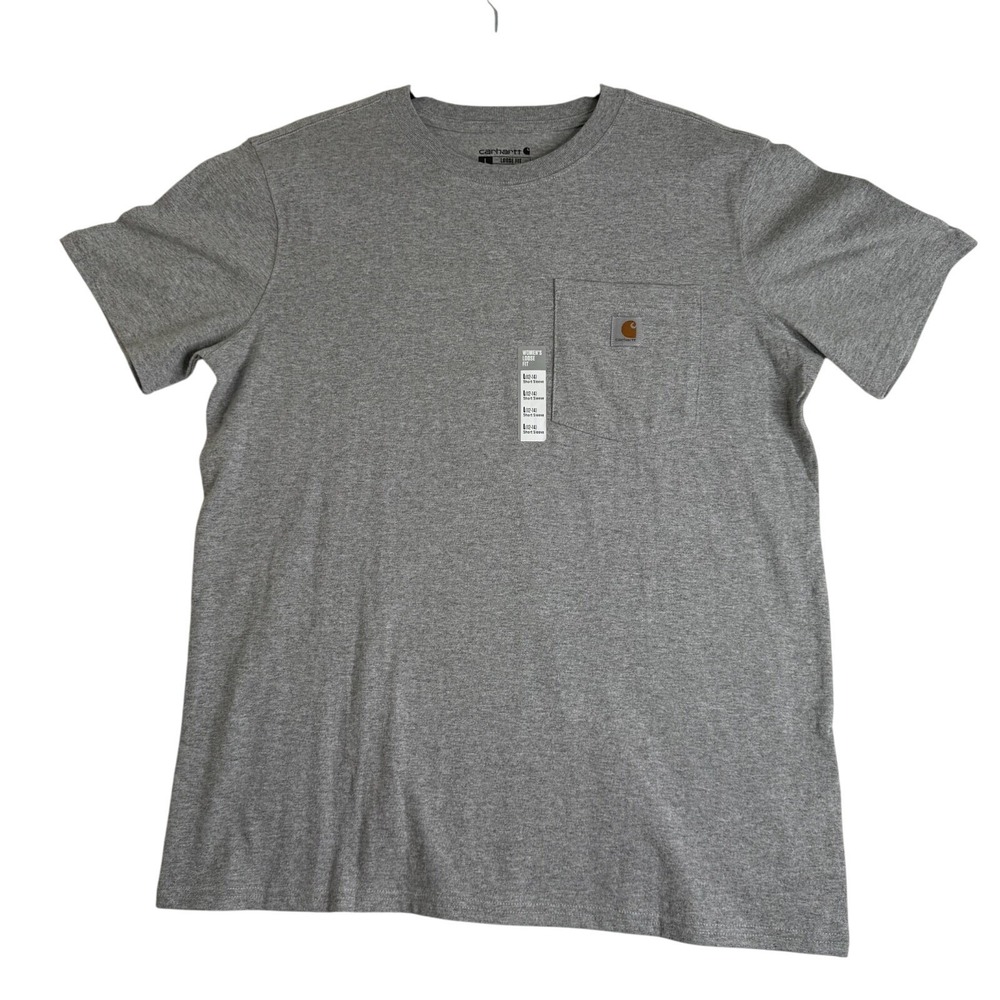Carhartt Women's Loose Fit Pocket Tee L Gray Short Sleeve Cotton Workwear
